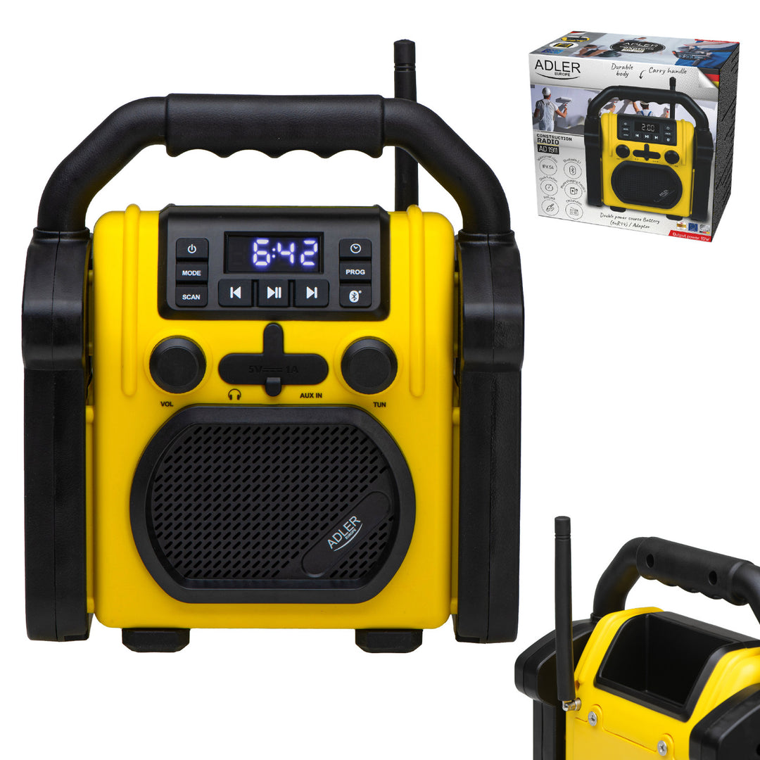 Radio para obras Adler, Bluetooth 5.1, IPX 54, potencia 10 W, AD 1911