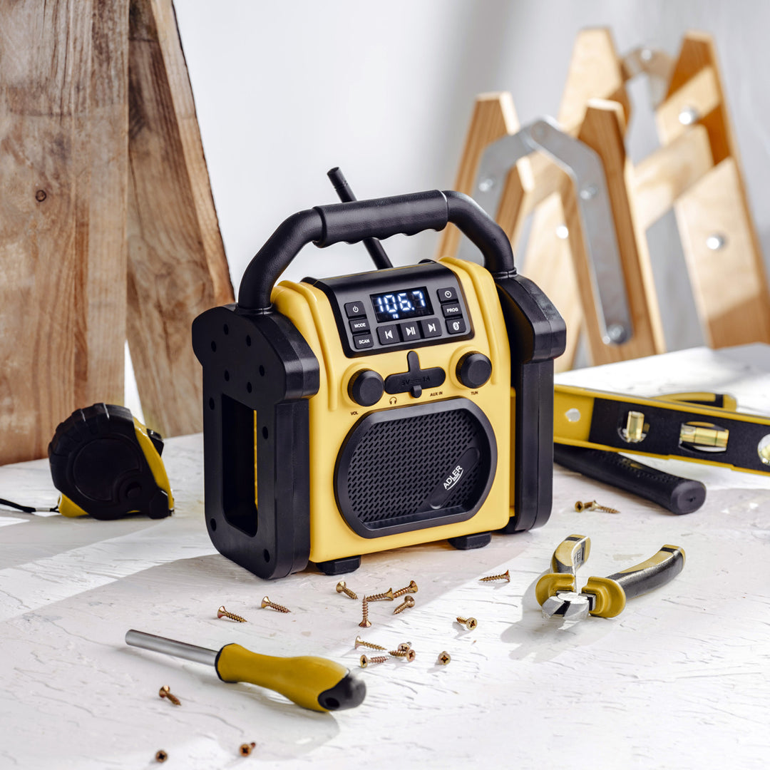 Radio para obras Adler, Bluetooth 5.1, IPX 54, potencia 10 W, AD 1911