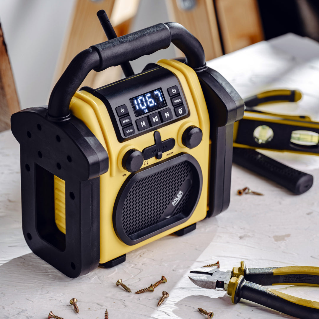 Radio para obras Adler, Bluetooth 5.1, IPX 54, potencia 10 W, AD 1911