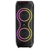 Altavoz Bluetooth grande, 120 W RMS/1400 W PMPO, dos altavoces de 8", ecualizador, función de karaoke, MP3/tarjetas microSD, USB, AUX, BT 5.3+EDR, pantalla, LED, batería integrada, mando a distancia, MT3185
