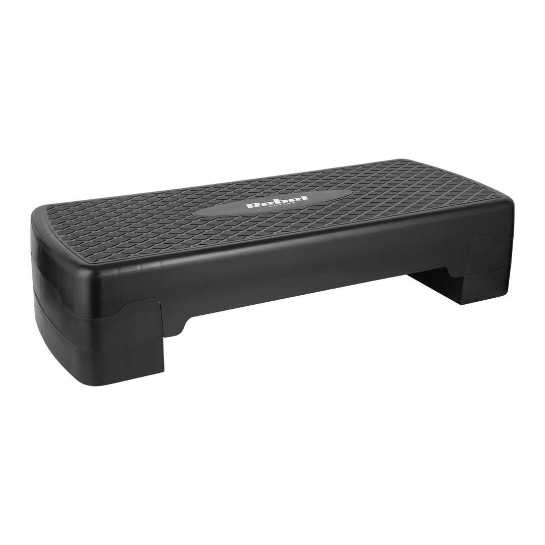 Step para aerobic y ejercicios de fitness Rebel Active, 3 niveles, 68 cm, negro, RBA-3227-BK