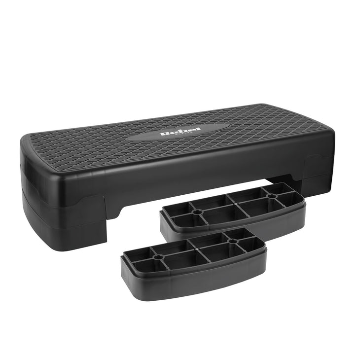 Step para aerobic y ejercicios de fitness Rebel Active, 3 niveles, 68 cm, negro, RBA-3227-BK