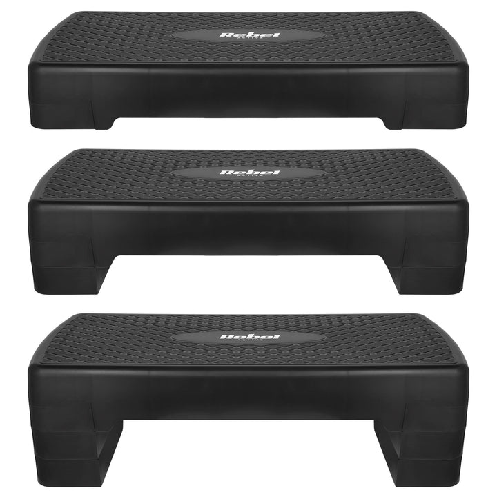 Step para aerobic y ejercicios de fitness Rebel Active, 3 niveles, 68 cm, negro, RBA-3227-BK
