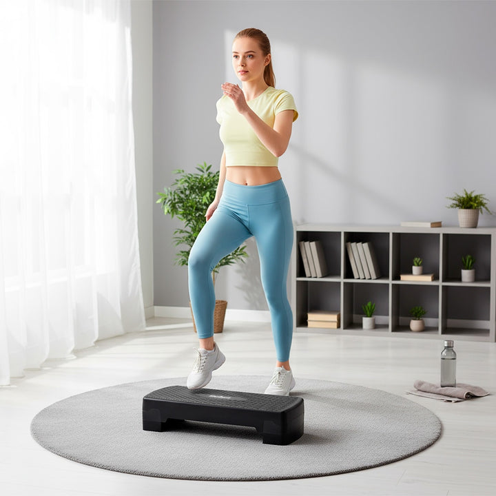 Step para aerobic y ejercicios de fitness Rebel Active, 3 niveles, 68 cm, negro, RBA-3227-BK