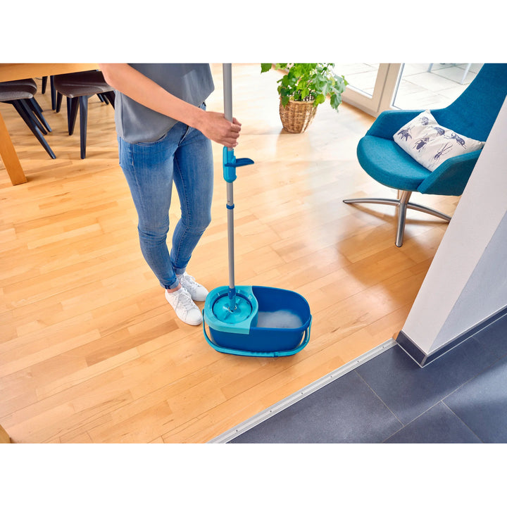 Set Clean Twist de Leifheit, mopa giratoria y cubo, mango de longitud ajustable, cubo de 6 litros de capacidad, recambio Micro duo, 52101