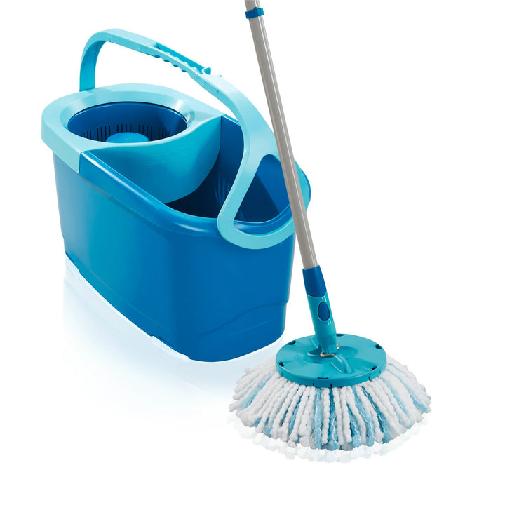 Set Clean Twist de Leifheit, mopa giratoria y cubo, mango de longitud ajustable, cubo de 6 litros de capacidad, recambio Micro duo, 52101