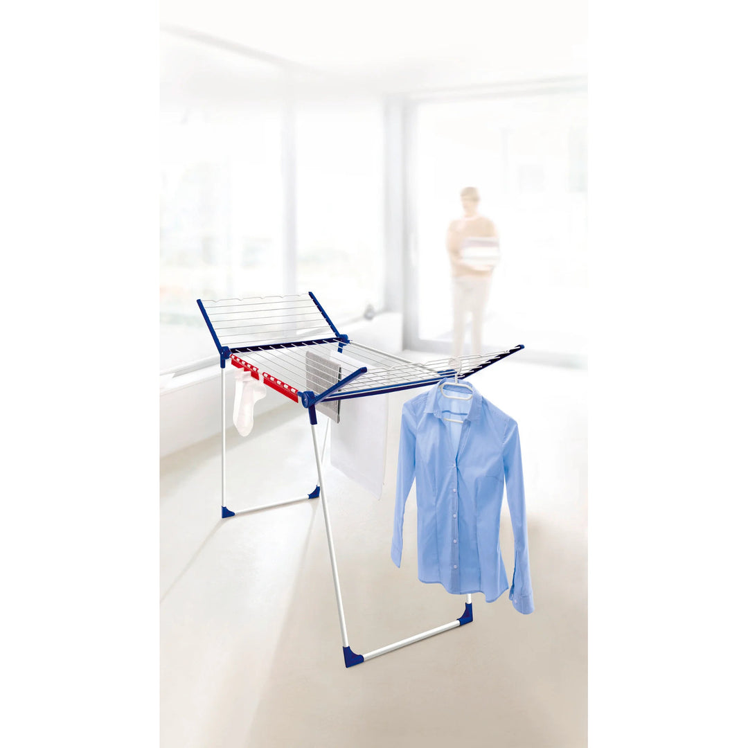 Secador Pegasus 200 Solid Leifheit, longitud de los cables 20 m, patas paralelas estables, resistente a las condiciones atmosféricas, 2 ganchos para ropa, 81520