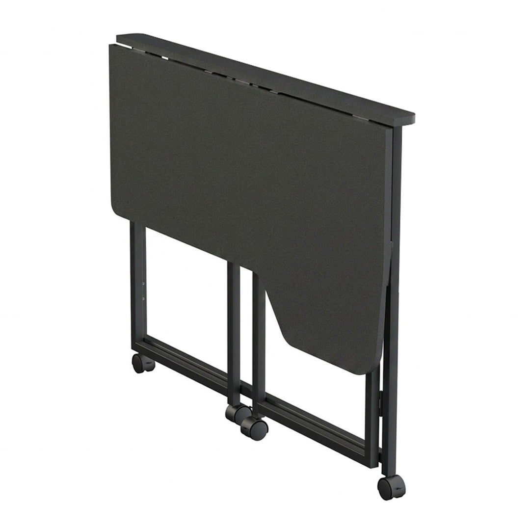 Mesa de trabajo plegable Maclean, negra, con ruedas, 100 x 65 cm, máx. 50 kg, en ángulo, forma de L, MC-1250 L/B