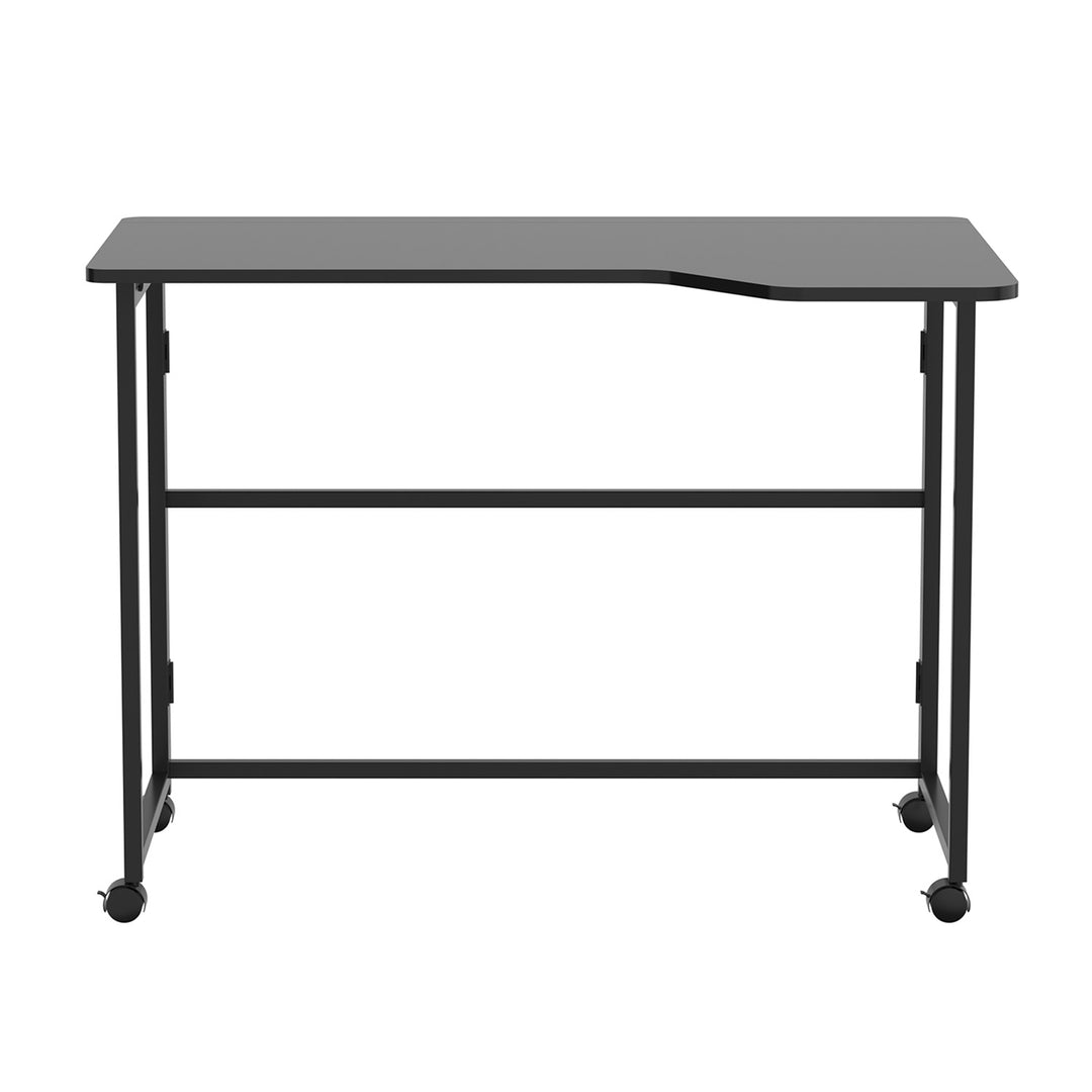 Mesa de trabajo plegable Maclean, negra, con ruedas, 100 x 65 cm, máx. 50 kg, en ángulo, forma de L, MC-1250 L/B