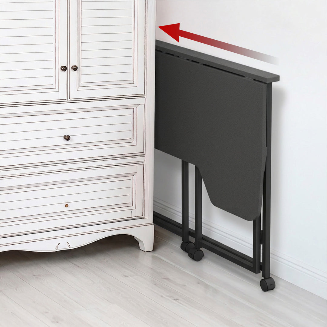 Mesa de trabajo plegable Maclean, negra, con ruedas, 100 x 65 cm, máx. 50 kg, en ángulo, forma de L, MC-1250 L/B