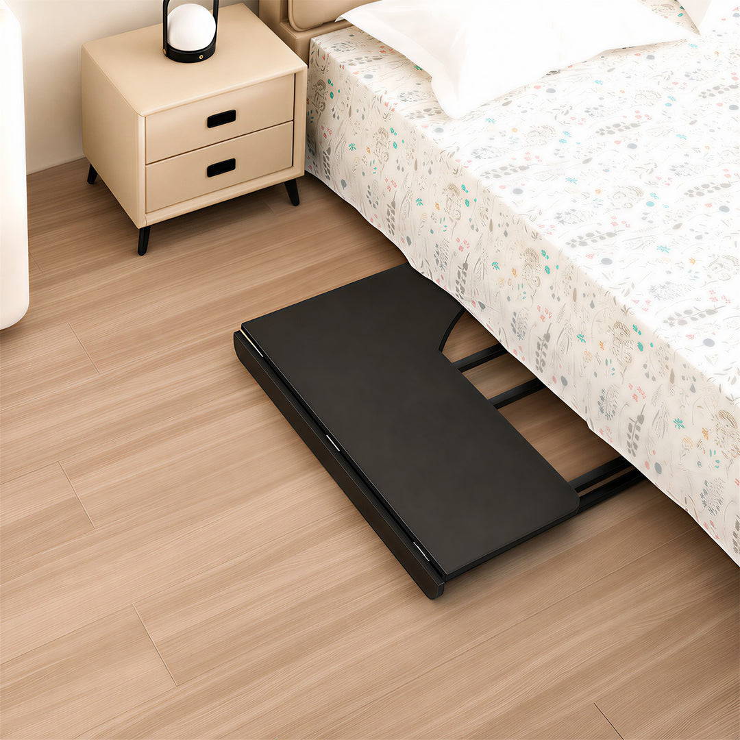Mesa de trabajo plegable Maclean, negra, con ruedas, 100 x 65 cm, máx. 50 kg, en ángulo, forma de L, MC-1250 L/B
