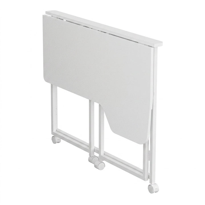 Mesa de trabajo plegable Maclean, blanca, con ruedas, 100 x 65 cm, máx. 50 kg, en ángulo, forma de L, MC-1250 L/W