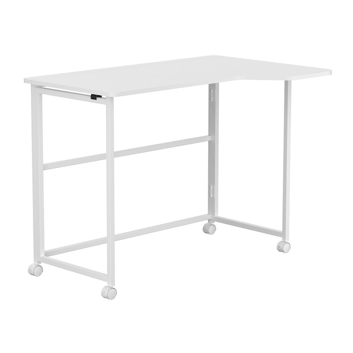 Mesa de trabajo plegable Maclean, blanca, con ruedas, 100 x 65 cm, máx. 50 kg, en ángulo, forma de L, MC-1250 L/W