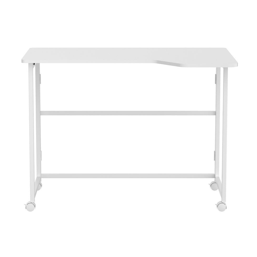 Mesa de trabajo plegable Maclean, blanca, con ruedas, 100 x 65 cm, máx. 50 kg, en ángulo, forma de L, MC-1250 L/W