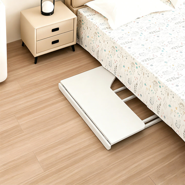 Mesa de trabajo plegable Maclean, blanca, con ruedas, 100 x 65 cm, máx. 50 kg, en ángulo, forma de L, MC-1250 L/W