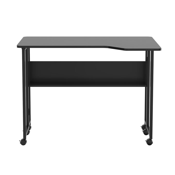Escritorio/mesita plegable Maclean, negro, con ruedas, 100 x 73 cm, máx. 50 kg, en ángulo, forma de L, MC-126 L/B