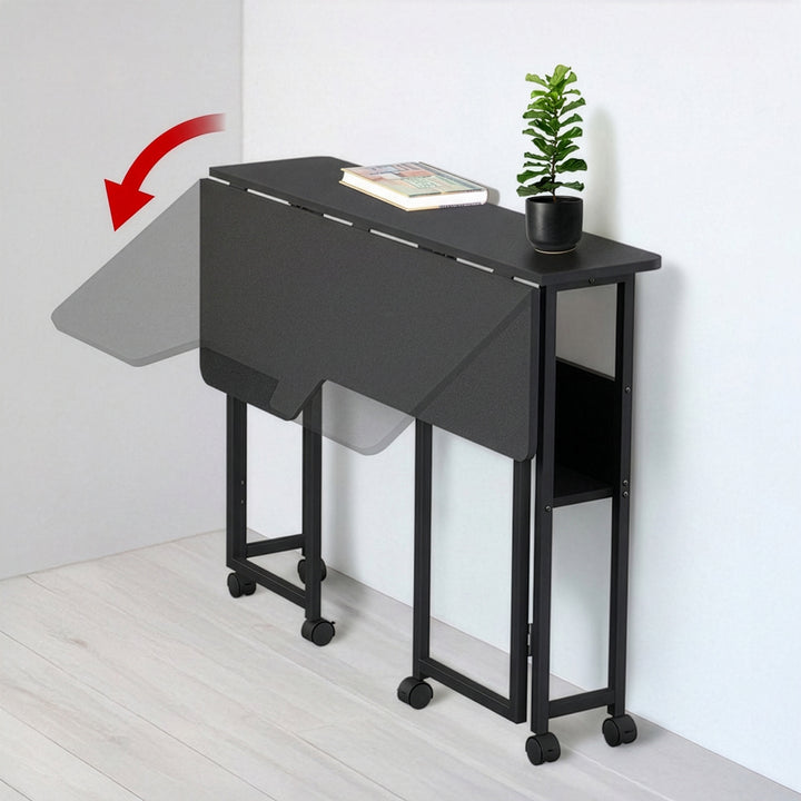 Escritorio/mesita plegable Maclean, negro, con ruedas, 100 x 73 cm, máx. 50 kg, en ángulo, forma de L, MC-126 L/B
