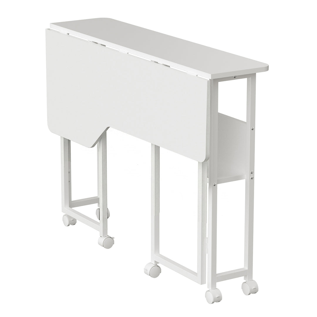 Escritorio/mesita plegable Maclean, blanco, con ruedas, 100 x 73 cm, máx. 50 kg, en ángulo, forma de L, MC-126 L/W