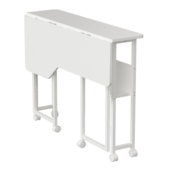 Escritorio/mesita plegable Maclean, blanco, con ruedas, 100 x 73 cm, máx. 50 kg, en ángulo, forma de L, MC-126 L/W