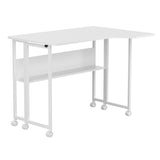Escritorio/mesita plegable Maclean, blanco, con ruedas, 100 x 73 cm, máx. 50 kg, en ángulo, forma de L, MC-126 L/W