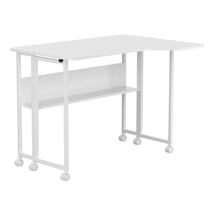 Escritorio/mesita plegable Maclean, blanco, con ruedas, 100 x 73 cm, máx. 50 kg, en ángulo, forma de L, MC-126 L/W