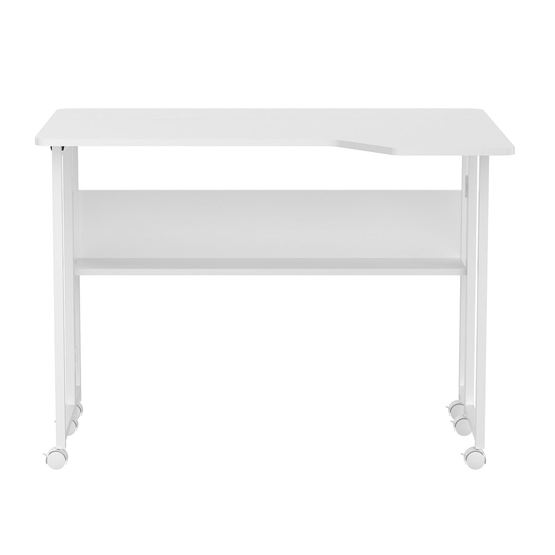 Escritorio/mesita plegable Maclean, blanco, con ruedas, 100 x 73 cm, máx. 50 kg, en ángulo, forma de L, MC-126 L/W