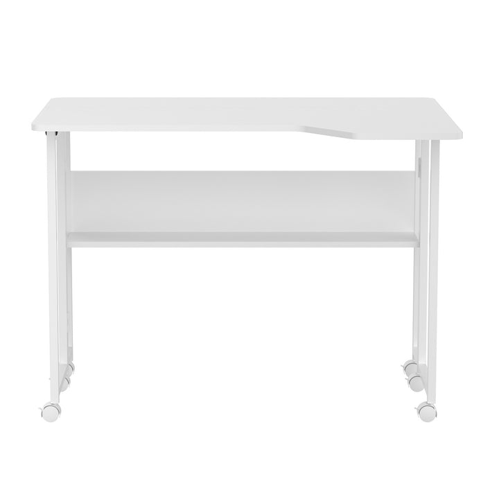 Escritorio/mesita plegable Maclean, blanco, con ruedas, 100 x 73 cm, máx. 50 kg, en ángulo, forma de L, MC-126 L/W