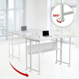 Escritorio/mesita plegable Maclean, blanco, con ruedas, 100 x 73 cm, máx. 50 kg, en ángulo, forma de L, MC-126 L/W