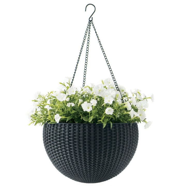 Maceta colgante Keter Sphere Planter, color antracita, 3 unidades