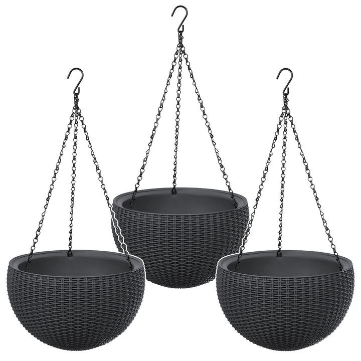 Maceta colgante Keter Sphere Planter, color antracita, 3 unidades
