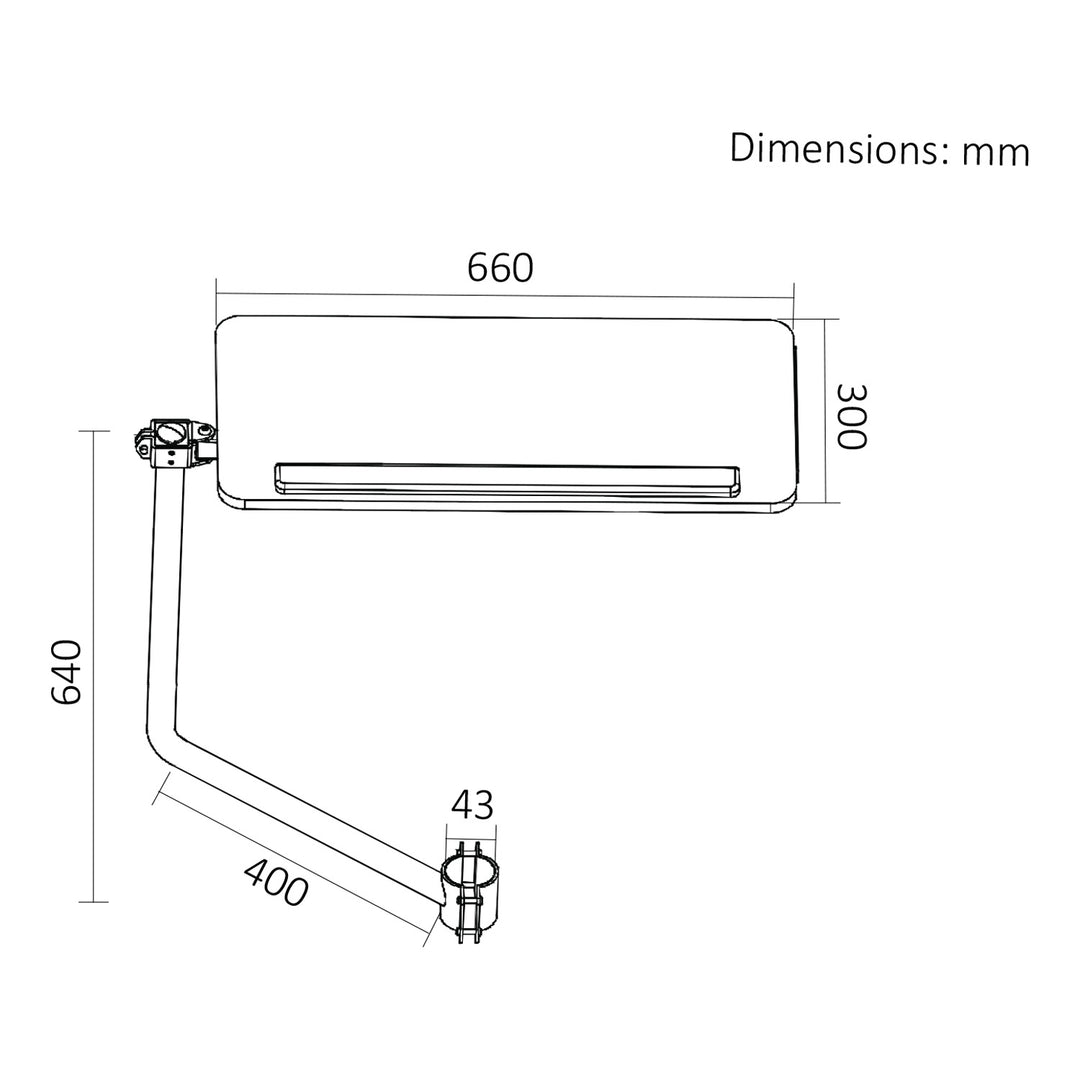 Estante / bandeja para teclado Maclean, negro, dimensiones de la bandeja: 66 x 30 cm, para montar en una silla de oficina, hasta 5 kg, MC-139