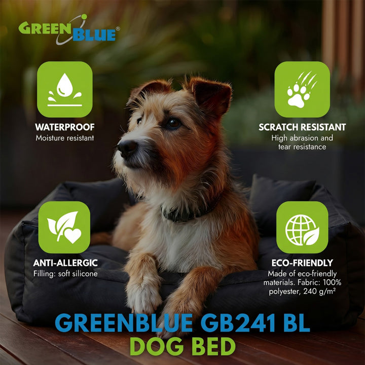 Cama para mascotas GreenBlue, negra, rectangular, dimensiones exteriores: 75 x 65 cm, interiores: 60 x 50 cm GB241 BL