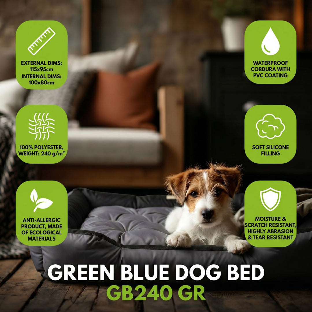 Cama para mascotas GreenBlue, gris oscuro, rectangular, dimensiones exteriores: 115 x 95 cm, interiores: 100 x 80 cm GB240 GR