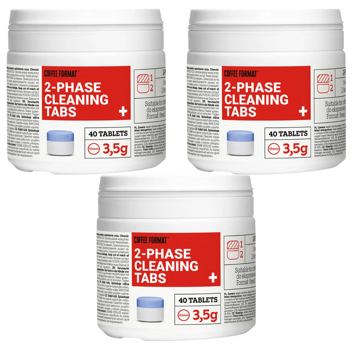 Pastillas para limpiar la cafetera, 2-phase Cleaning TABS+ 40 x 3,5 g Coffee Format, 3 envases