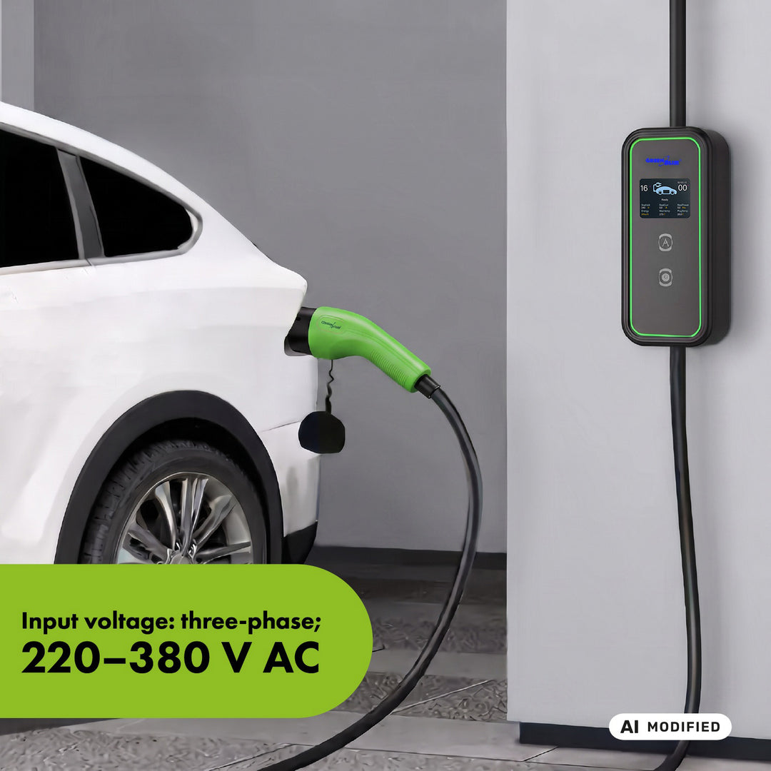Cargador para vehículos eléctricos (EV) y híbridos enchufados (PHEV) GreenBlue, portátil, tipo 2, longitud del cable: 6,8 m, IP65, 11 kW, 220-380 V CA, 50/60 Hz, 16 A, trifásico, GB1100