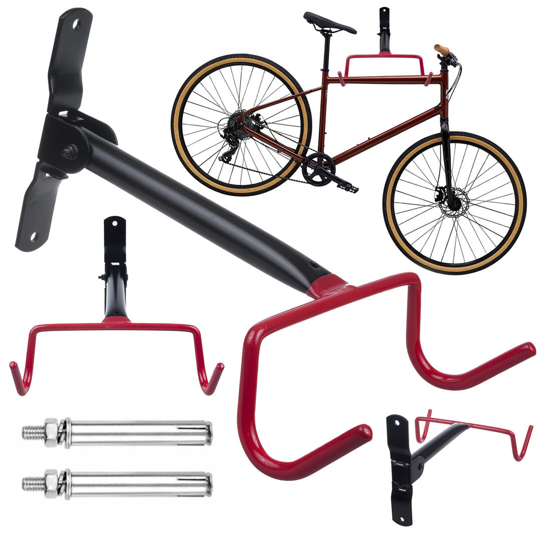 Soporte o colgador de pared para bicicletas Maclean, horizontal, acero, carga máxima de 30 kg, MC-430, 2 unidades