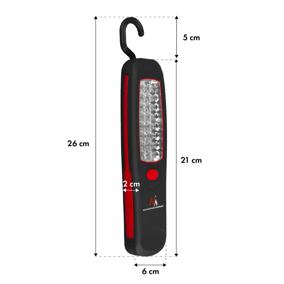 2 lámparas de taller Maclean de 24 LED, imán, gancho, MCE03 + 6 pilas R-06, R06, AA, LR06 de 1,5 V VARTA Longlife Power