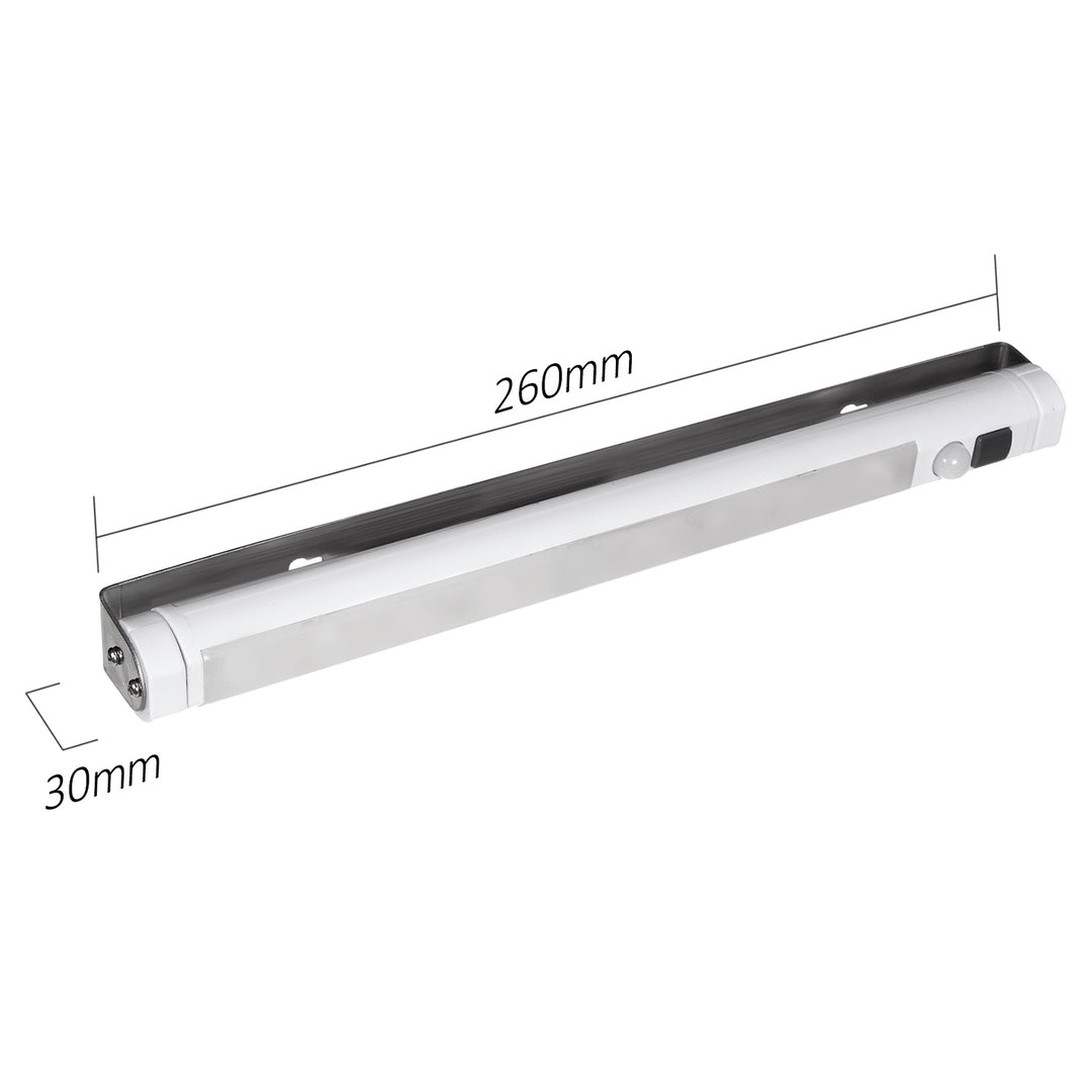 2 lámparas LED de cocina Maclean, para debajo de los armarios, 9 SMD, a pilas, con sensor PIR de encendido/apagado, MCE166 + 6 pilas R-06 R06 AA LR06 de 1,5 V VARTA Longlife Power