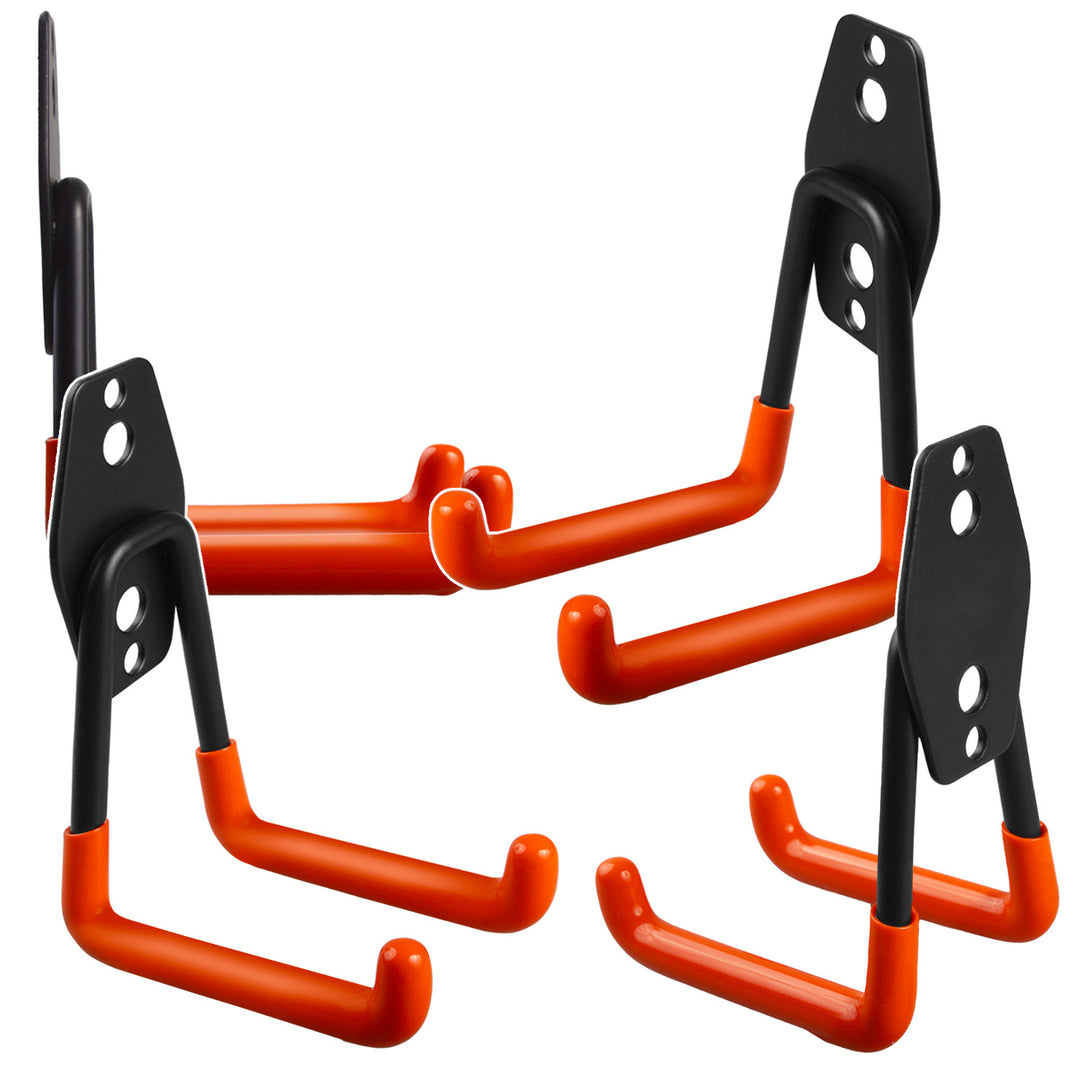 Soporte de pared para garaje Maclean, para neumáticos, herramientas de jardinería, escaleras y mangueras. De acero, carga máxima de 70 kg, MC-442, 4 unidades