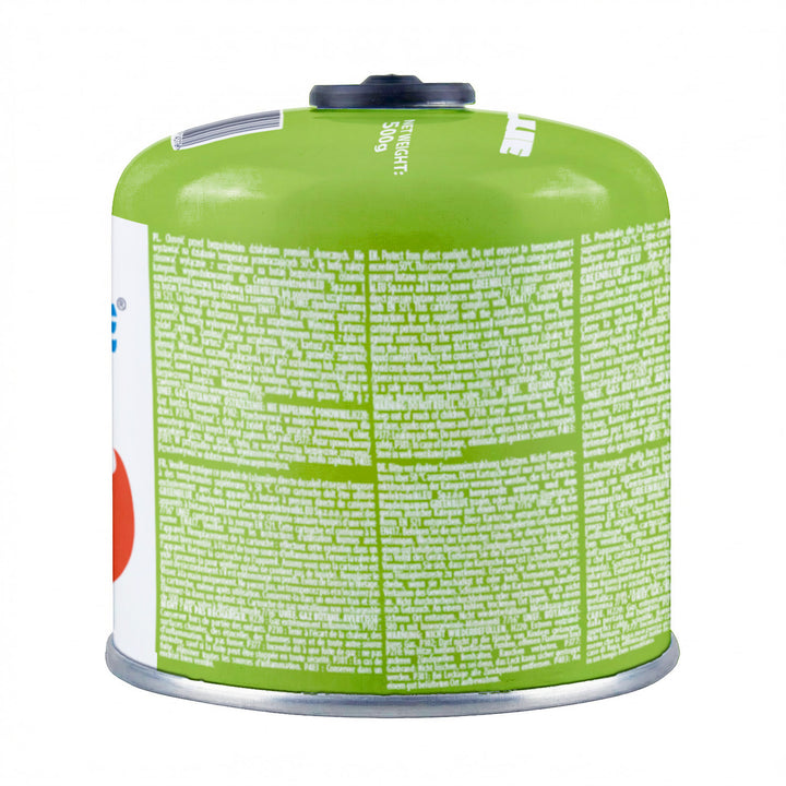 6 cartuchos de gas de 500 g GreenBlue. Certificado: Pi 0437, conforme a la norma EN 417, butano-propano, rango de temperatura de -10 °C a +40 °C, válvula roscada de 7/16'' GB499