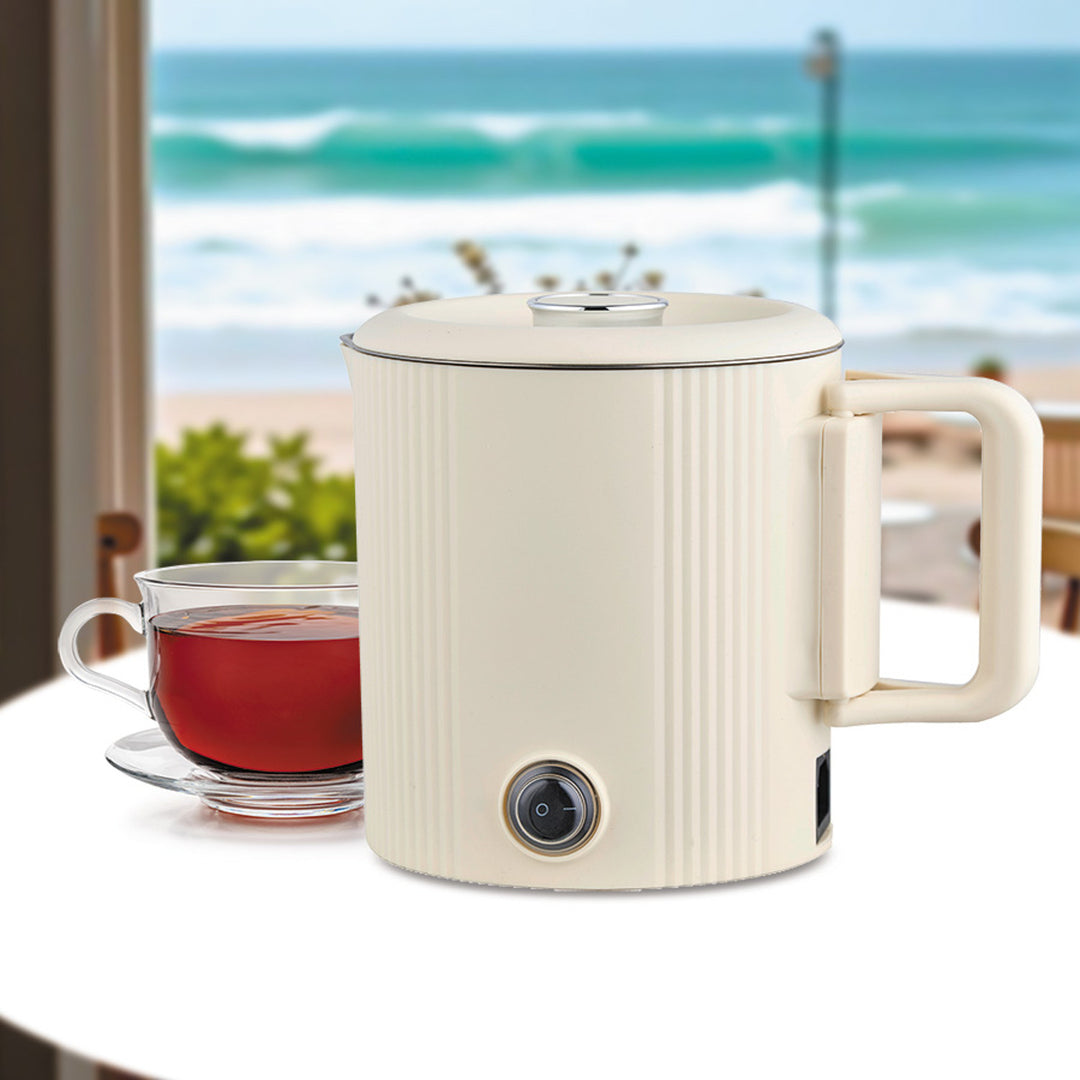 Hervidor eléctrico / olla de viaje Maestro, 2 en 1, capacidad de 0,8 l, potencia de 600 W, asa plegable, selector de voltaje 110 V/230 V, color beige, MR-009-BEIGE