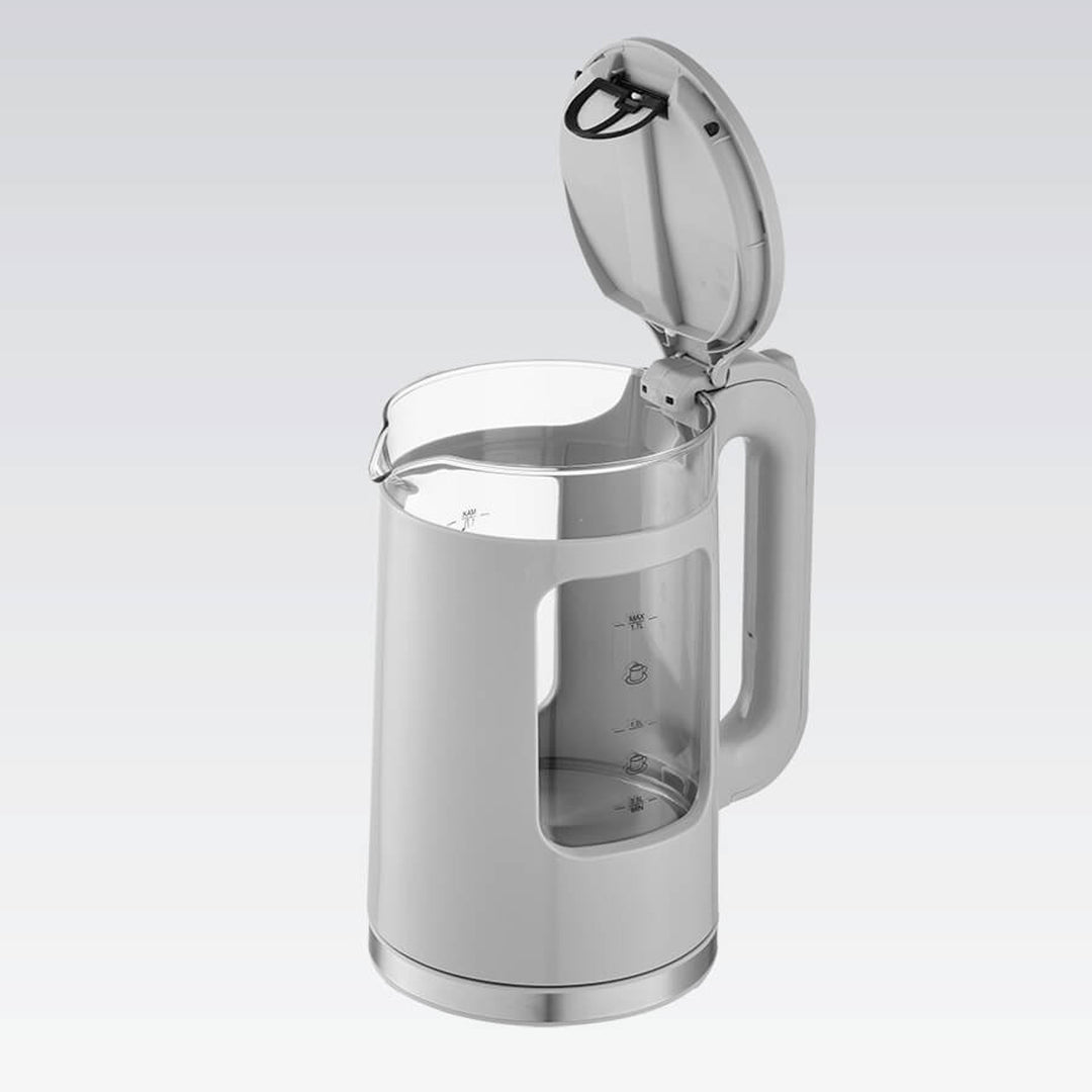 Hervidor eléctrico de cristal Maestro, capacidad de 1,7 l, potencia de 2200 W, indicador de nivel de agua, iluminación LED, base giratoria, color gris, MR-065-GREY