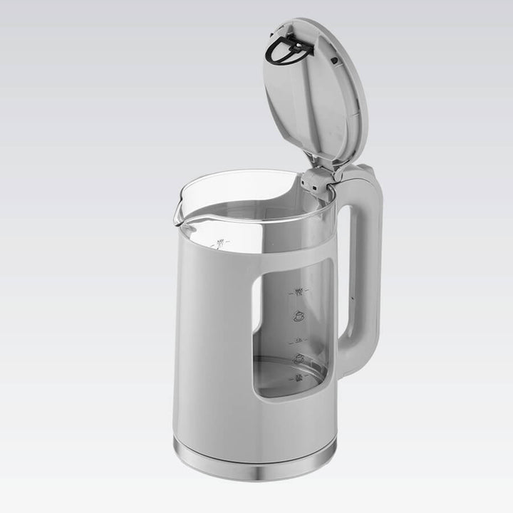 Hervidor eléctrico de cristal Maestro, capacidad de 1,7 l, potencia de 2200 W, indicador de nivel de agua, iluminación LED, base giratoria, color gris, MR-065-GREY