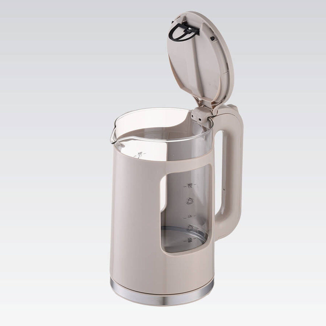 Hervidor eléctrico de cristal Maestro, capacidad de 1,7 l, potencia de 2200 W, indicador de nivel de agua, iluminación LED, base giratoria, color beige, MR-065-BEIGE