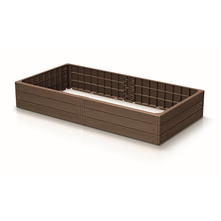Borde de jardín Prosperplast Base Woody, 149 x 75 cm, resistente a la intemperie, diseño modular, color marrón, IBWR-7587U
