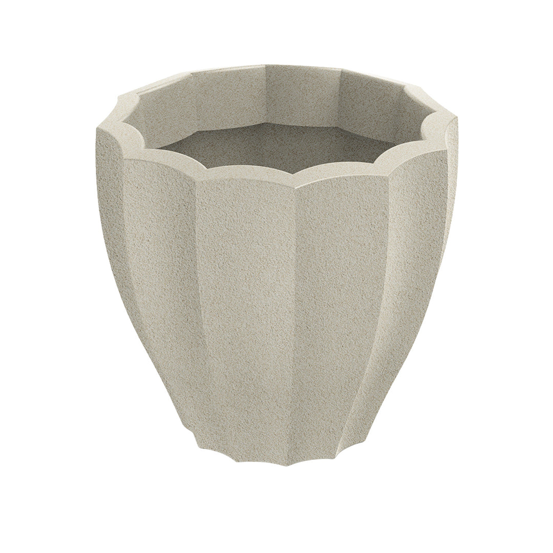 Maceta Ethick Rona Round, diámetro 40 cm, altura 36 cm, acabado mate, resistente a la intemperie, orificio de drenaje, color arena, TRO40-101GR