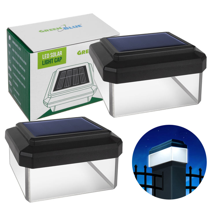 Lámpara LED solar para poste GreenBlue, 60 x 40 mm, cubierta en forma de sobre, GB125, 2 unidades