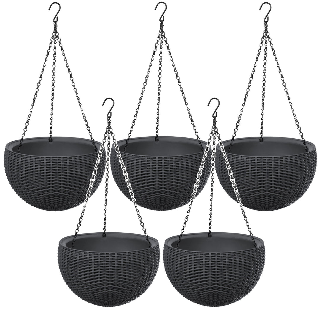 Maceta colgante Keter Sphere Planter, color antracita, 5 unidades