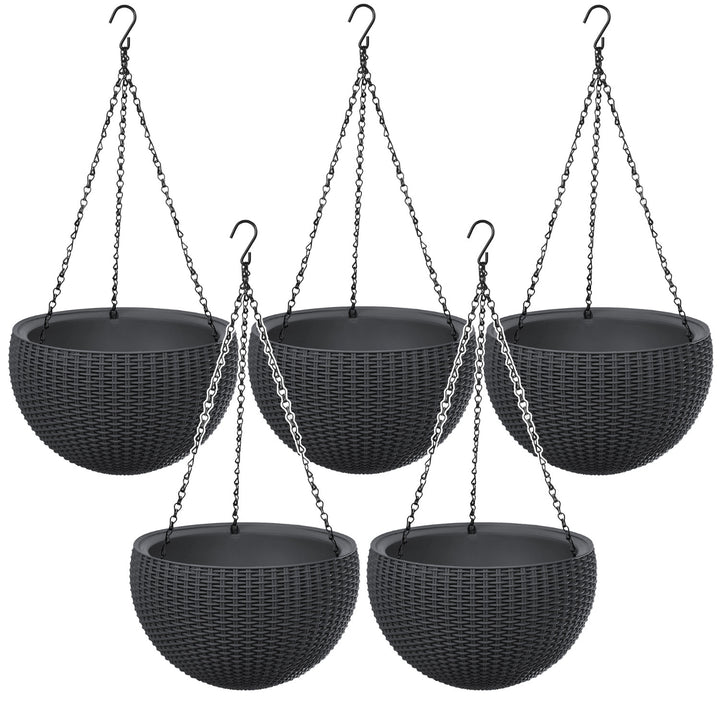 Maceta colgante Keter Sphere Planter, color antracita, 5 unidades