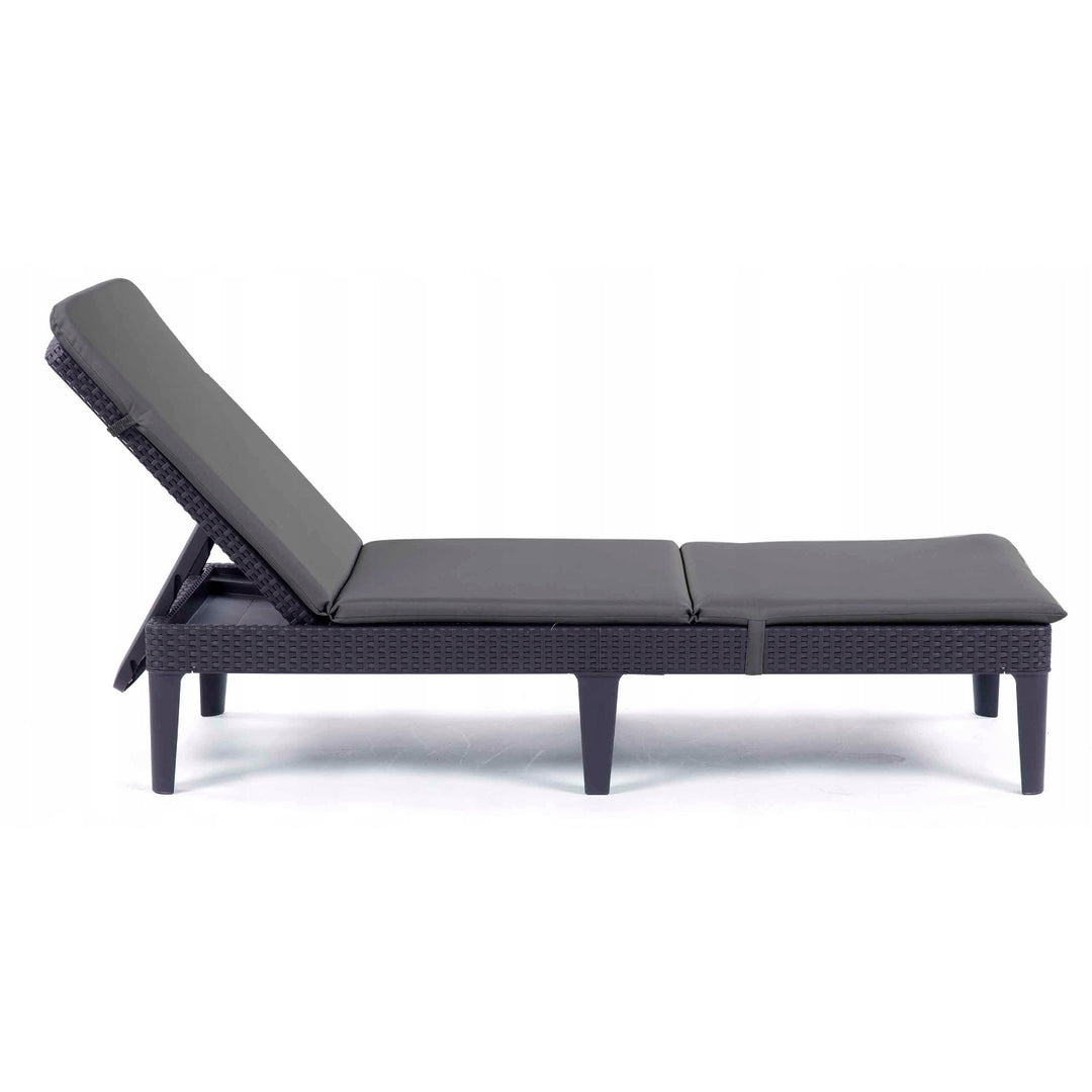 Cojín para tumbona Jaipur, color gris oscuro, tejido S-500, tamaño 190 x 60 cm, dos sistemas de fijación, impermeable, lavable en su totalidad, S-49